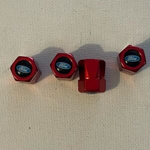 Ford logo valve Stem caps in Red set of 4 NWT